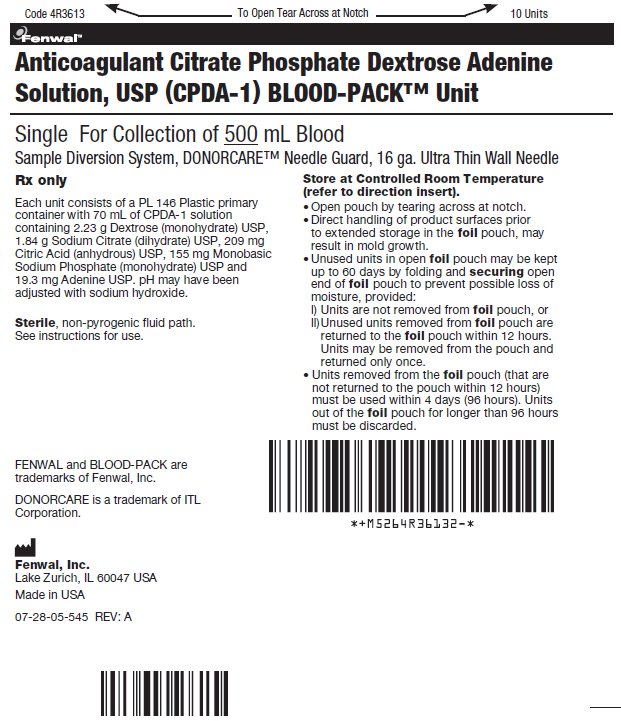 Anticoagulant Citrate Phosphate Dextrose Adenine Solution, USP (CPDA-1) BLOOD-PACK™ Unit label