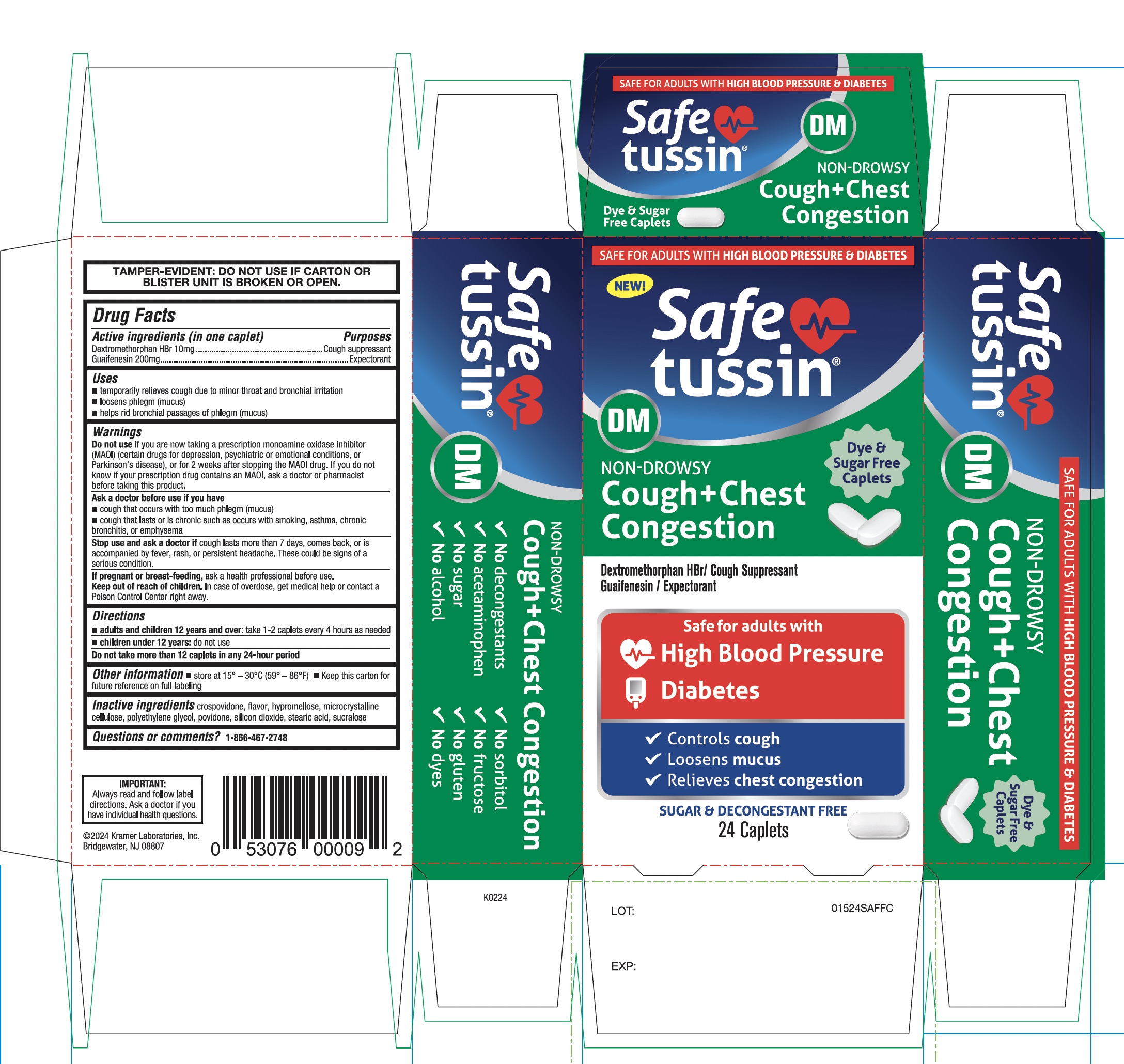 SAFETUSSIN NON-DROWSY COUGH+CHEST CONGESTION 24 CAPLETS