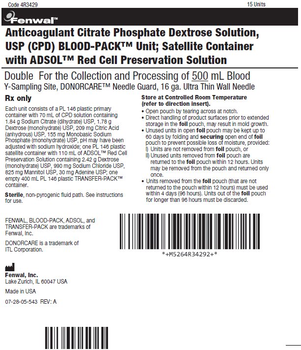 Anticoagulant Citrate Phosphate Dextrose Solution, USP (CPD) BLOOD-PACK™ Unit; Satellite Container with ADSOL™ Red Cell Preservation Solution label