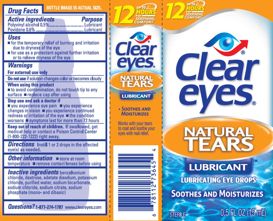 PRINCIPAL DISPLAY PANEL
Clear eyes® Natural Tears
Lubricating Eye Drops 
STERILE 0.5 FL OZ (15 mL) 
