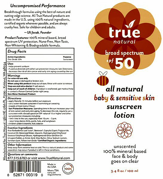 True Natural SPF50 Baby Label
