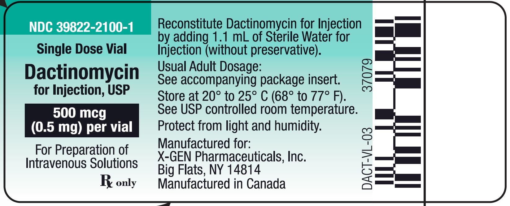 dactinomycin vial label