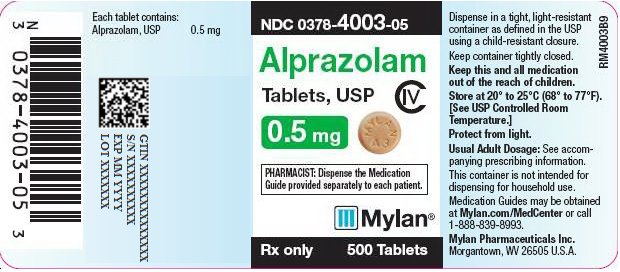 Alprazolam Tablet 0.5 mg Bottle Label