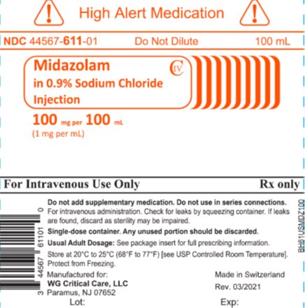 Midazolam in 0.9% Sodium Chloride Injection 100 mg per 100 mL bag image