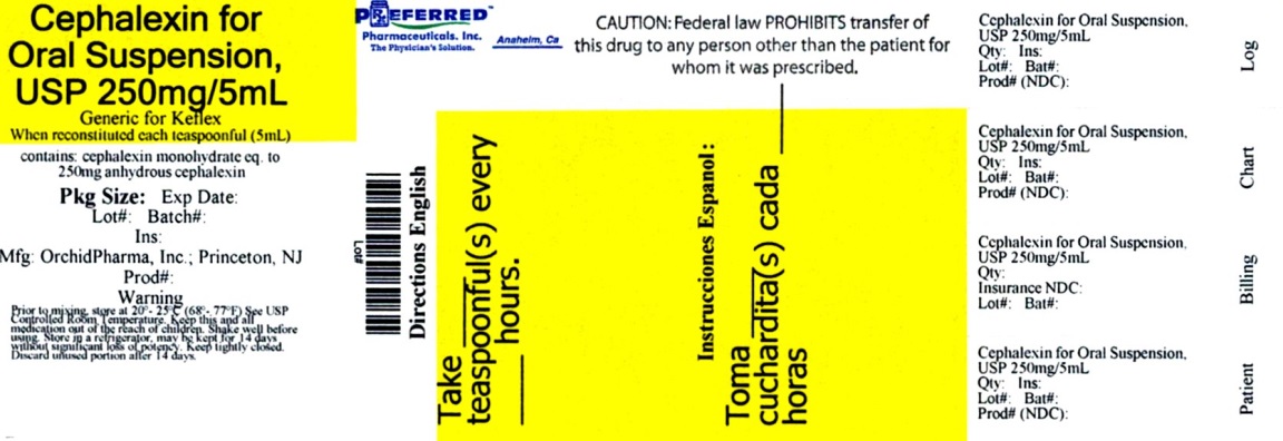 Cephalexin for Oral Suspeension, USP 250mg/5mL