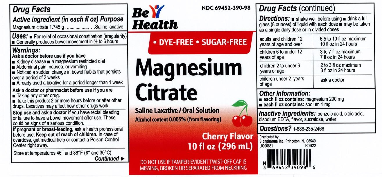 Magnesium Citrate- Be Health Magnesium Citrate Oral Solution - Cherry 