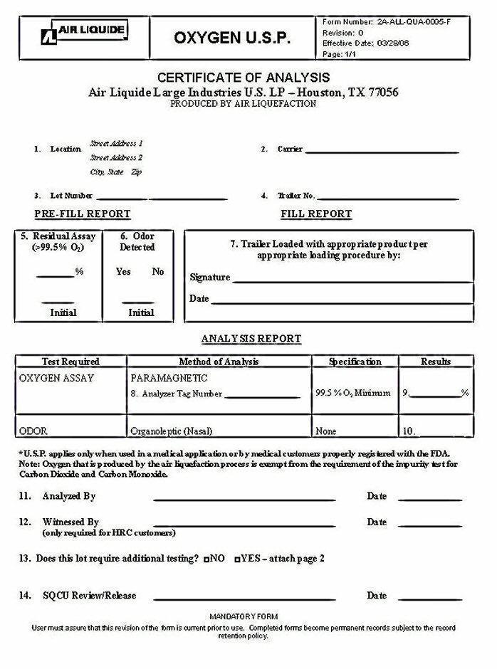 Cert of Analysis
