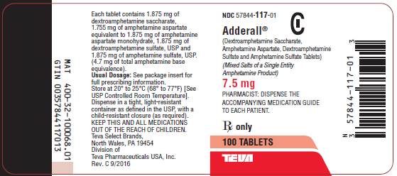 7.5 mg, 100 tablets label
