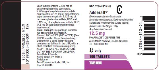 12.5 mg, 100 tablets label