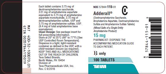 15 mg, 100 tablets label