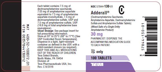 30 mg, 100 tablets label