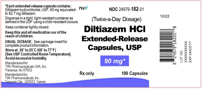 Diltiazem HCl Extended-Release Capsules, USP 90 mg Bottle Label