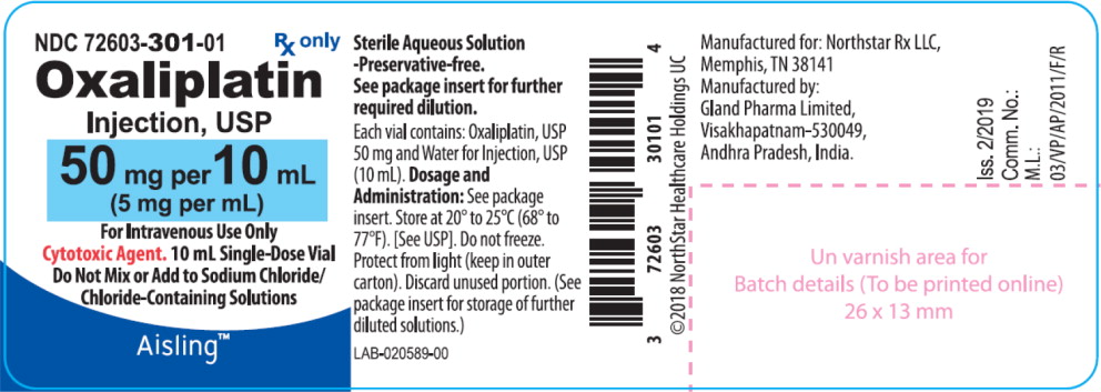 Principal Display Panel – Oxaliplatin Injection, USP 50 mg Vial Label
