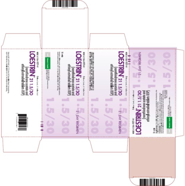 Loestrin® 21 1.5/30 (norethindrone acetate and ethinyl estradiol tablets USP) 21 Day Regimen, 5 Blister Cards, 21 Tablets Each, Carton