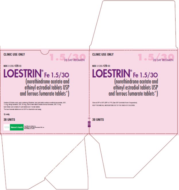 Clinic Use Only, Loestrin® Fe 1.5/30 (norethindrone acetate and ethinyl estradiol tablets USP and ferrous fumarate tablets*) 28 Day Regimen, 30 Blister Cards, 28 Tablets Each, Carton, Part 2 of 2