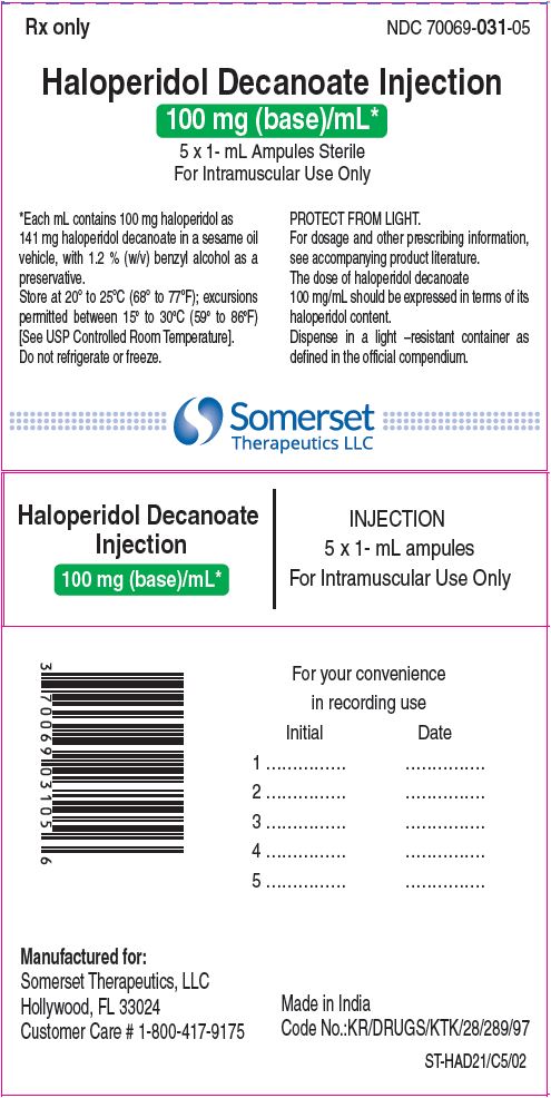 Final Carton Label (Haloperidol Decanoate Injection, 100 mg (base)/mL) - Pack of 5