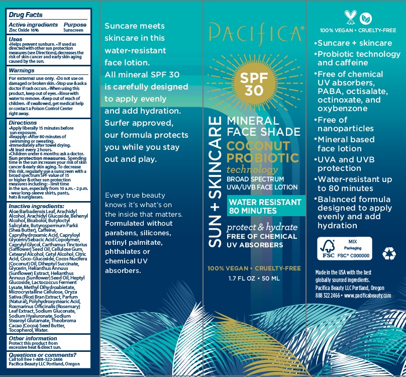 Sun Plus Skincare SPF 30 Mineral Face Shade Coconut Probiotic Label