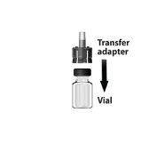 Remove vial cap and push transfer adapter onto vial (lyophilized vaccine).