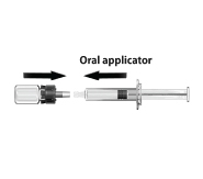 Shake diluent in oral applicator (white, turbid suspension). Connect oral applicator to transfer adapter.