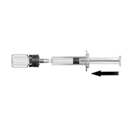Push plunger of oral applicator to transfer diluent into vial. Suspension will appear white and turbid.