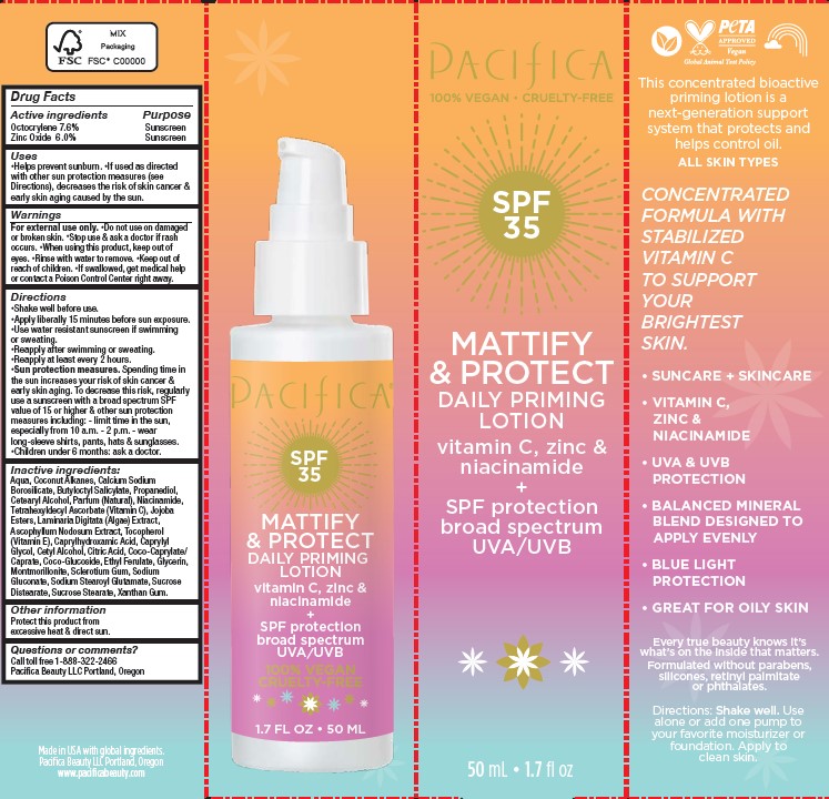 Mattify and Protect Daily Priming Lotion SPF 35 Label