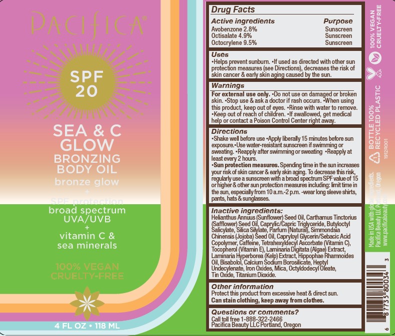 Sea and C Glow Bronzing Body Oil SPF 20 Label
