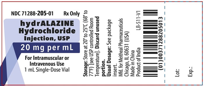 Principal Display Panel – hydrALAZINE Hydrochloride Injection, USP 20 mg per mL Vial