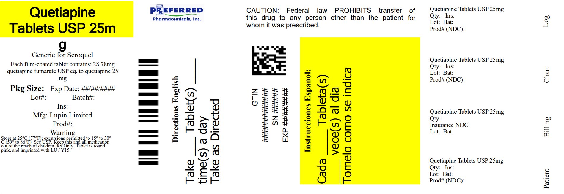 Quetiapine Tablets USP 25mg