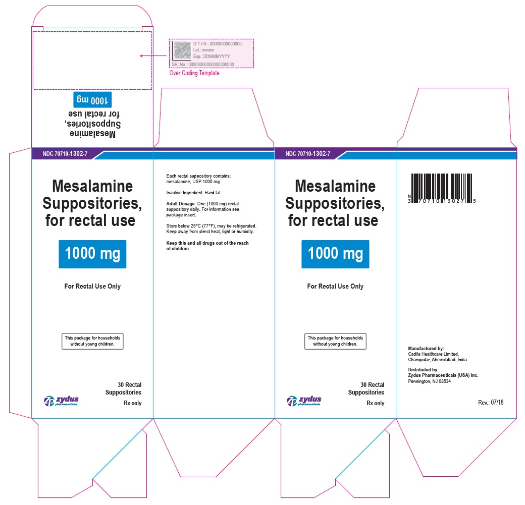 Mesalamine rectal suppositories, 1000 mg