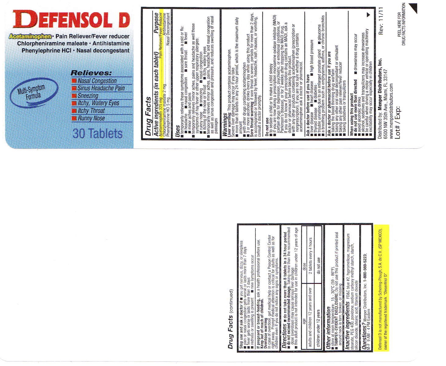 Defensol D Tabs Label