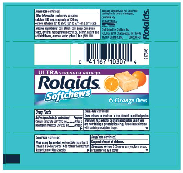 ULTRA STRENGTH ANTACID
Rolaids®
Softchews
6 Orange Chews
