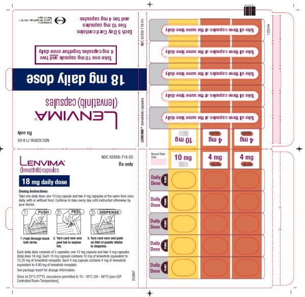 NDC: <a href=/NDC/62856-718-05>62856-718-05</a>
Lenvima
(lenvatinib) capsules
18 mg daily dose
