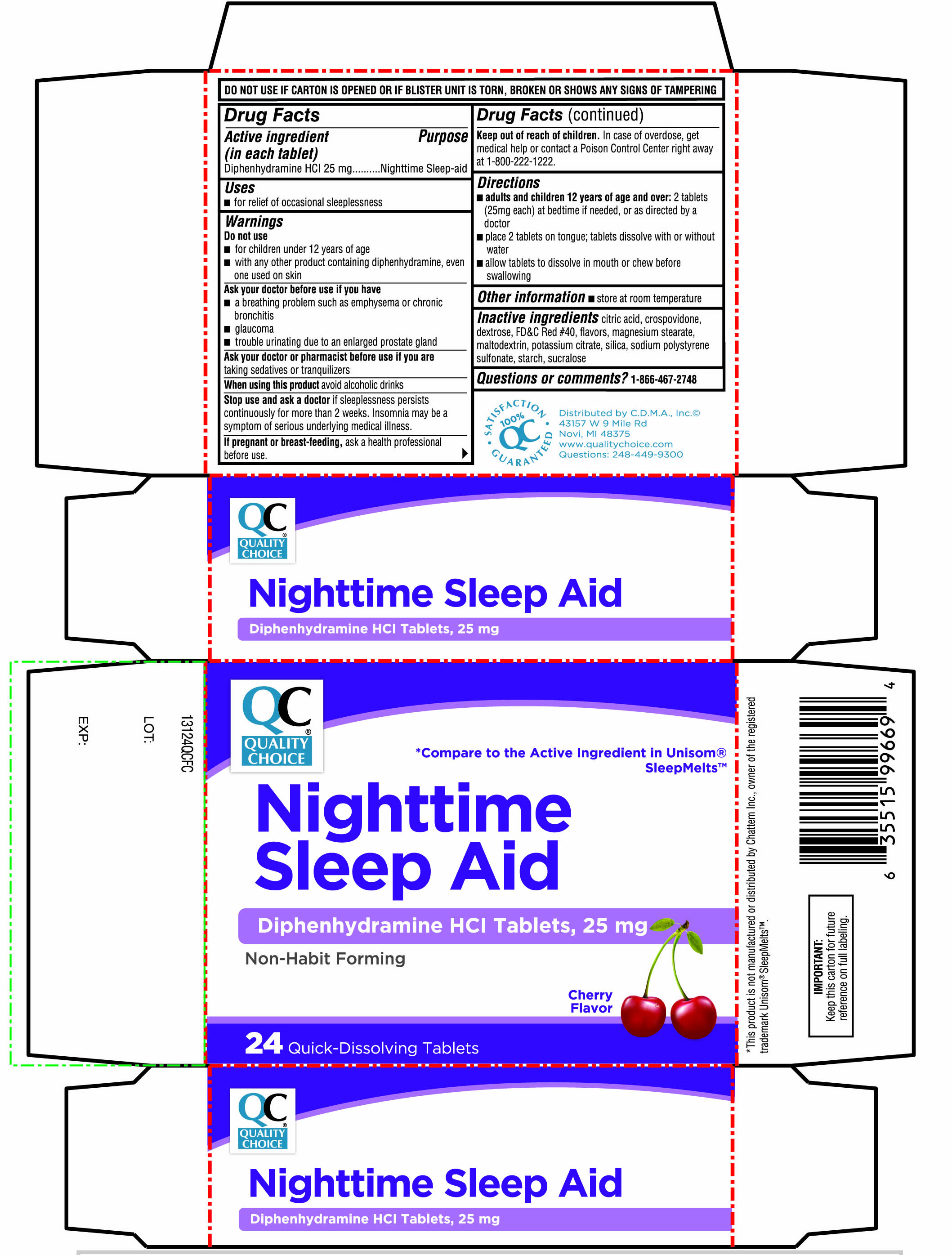 Unisome SleepMelts Diphenhydramine HCL Tablets 25 mg