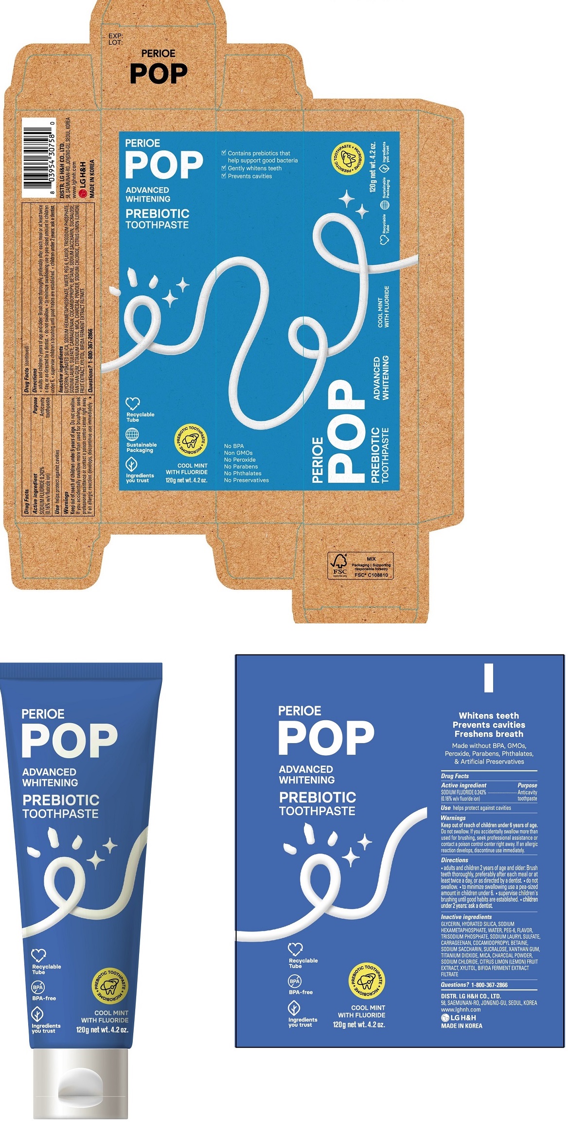 Perioe pop advanced whitening prebiotic toothpaste