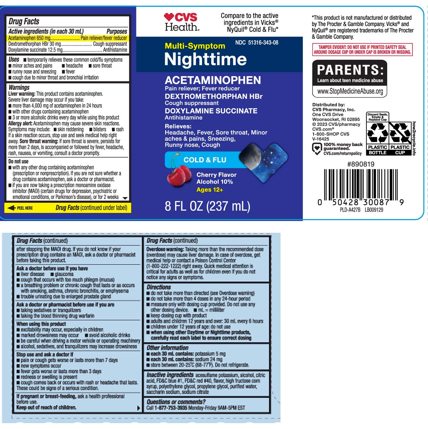 Acetaminophen 650 mg Dextromethorphan HBr 30 mg Doxylamine Succinate 12.5 mg