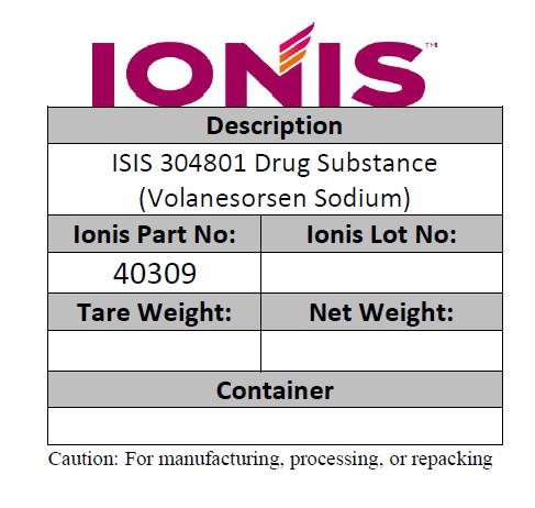 Description of ISIS 304801 Drug Substance (Volanesorsen Sodium)