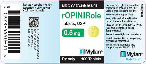 Ropinirole Tablets 0.5 mg Bottle Label