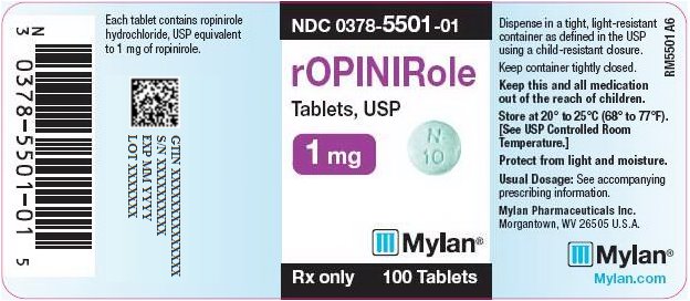 Ropinirole Tablets 1 mg Bottle Label