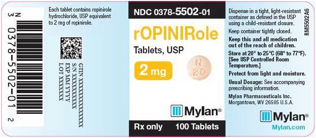 Ropinirole Tablets 2 mg Bottle Label