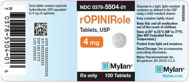 Ropinirole Tablets 4 mg Bottle Label