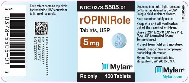 Ropinirole Tablets 5 mg Bottle Label