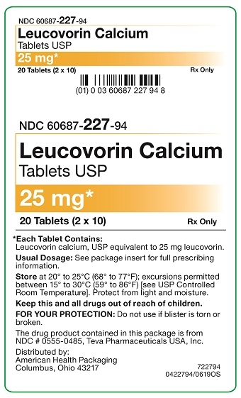 25 mg Leucovorin Calcium Tablet Carton