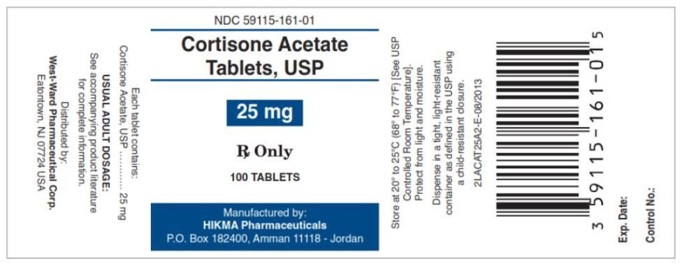 Principal Display Panel
NDC: <a href=/NDC/59115-161-01>59115-161-01</a>
Cortison Acetate
Tablets, USP
25 mg
Rx Only
100 Tablets 
