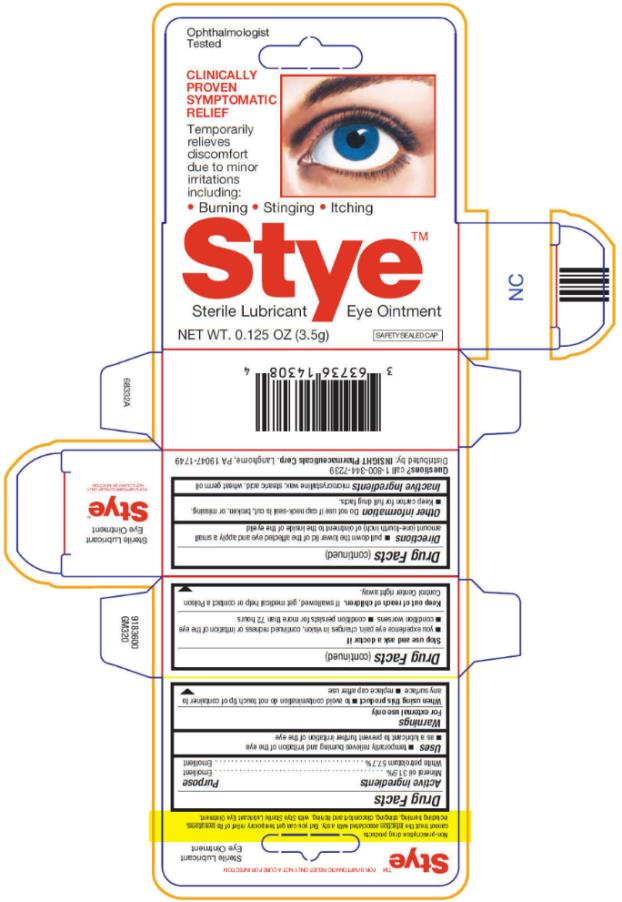 PRINCIPAL DISPLAY PANEL 
Ophthalmologist
Tested
Stye™
Sterile Lubricant
Eye Ointment
NET WT. 0.125 OZ (3.5g)
SAFETY SEALED CAP
