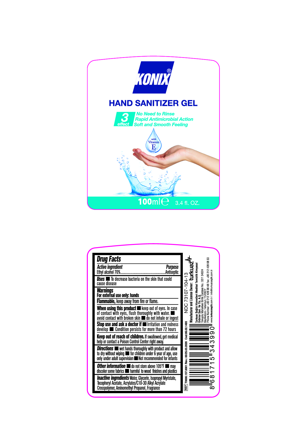 Konix Consumer sanitizer gel 100 ml