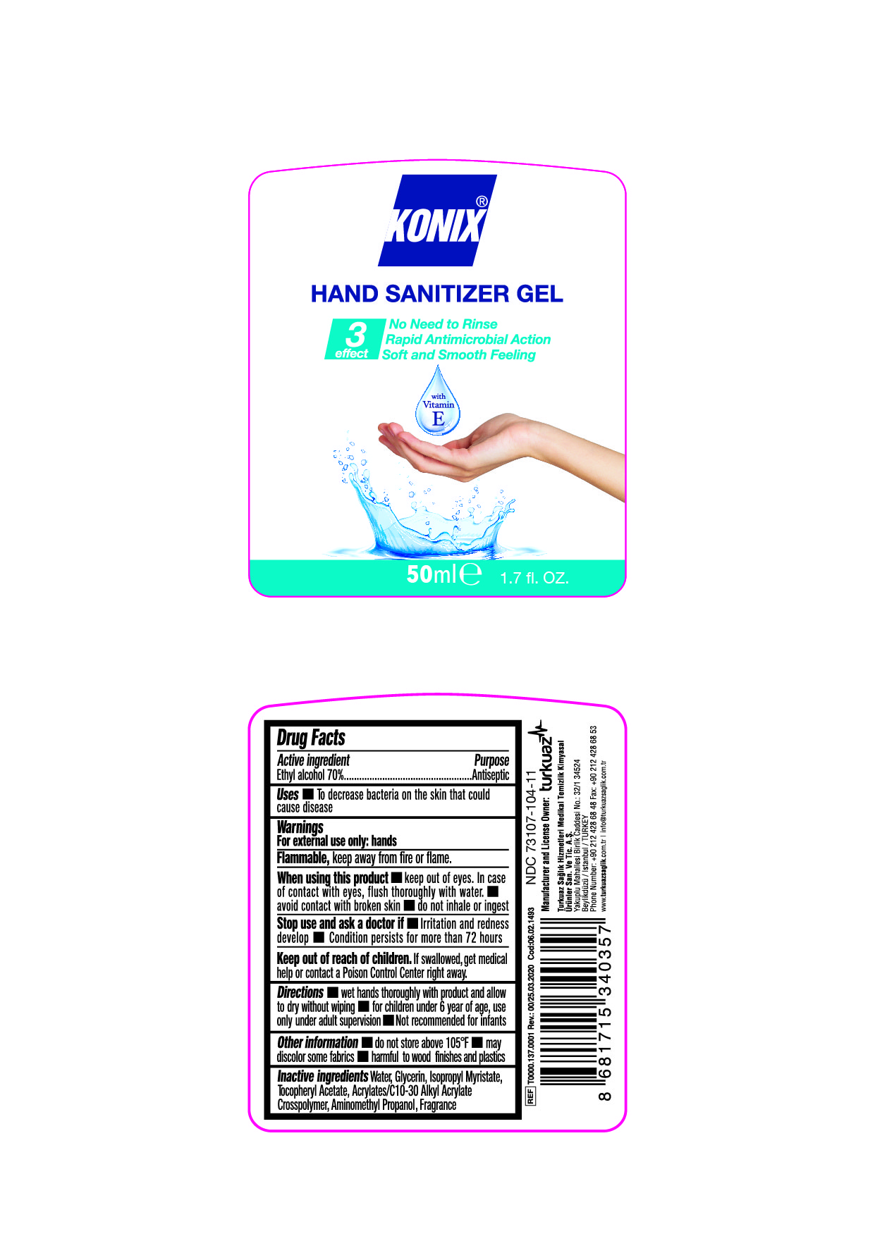 Konix Consumer sanitizer gel 50 ml