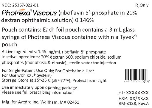 Principal Display Panel - Photrexa Viscous 3ml Foil Pouch Label - NDC: <a href=/NDC/25357-022-01>25357-022-01</a>
