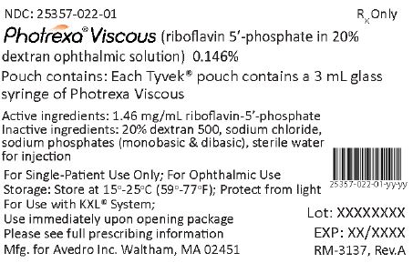 Principal Display Panel - Photrexa Viscous Tyvek Pouch Label - NDC: <a href=/NDC/25357-022-01>25357-022-01</a>