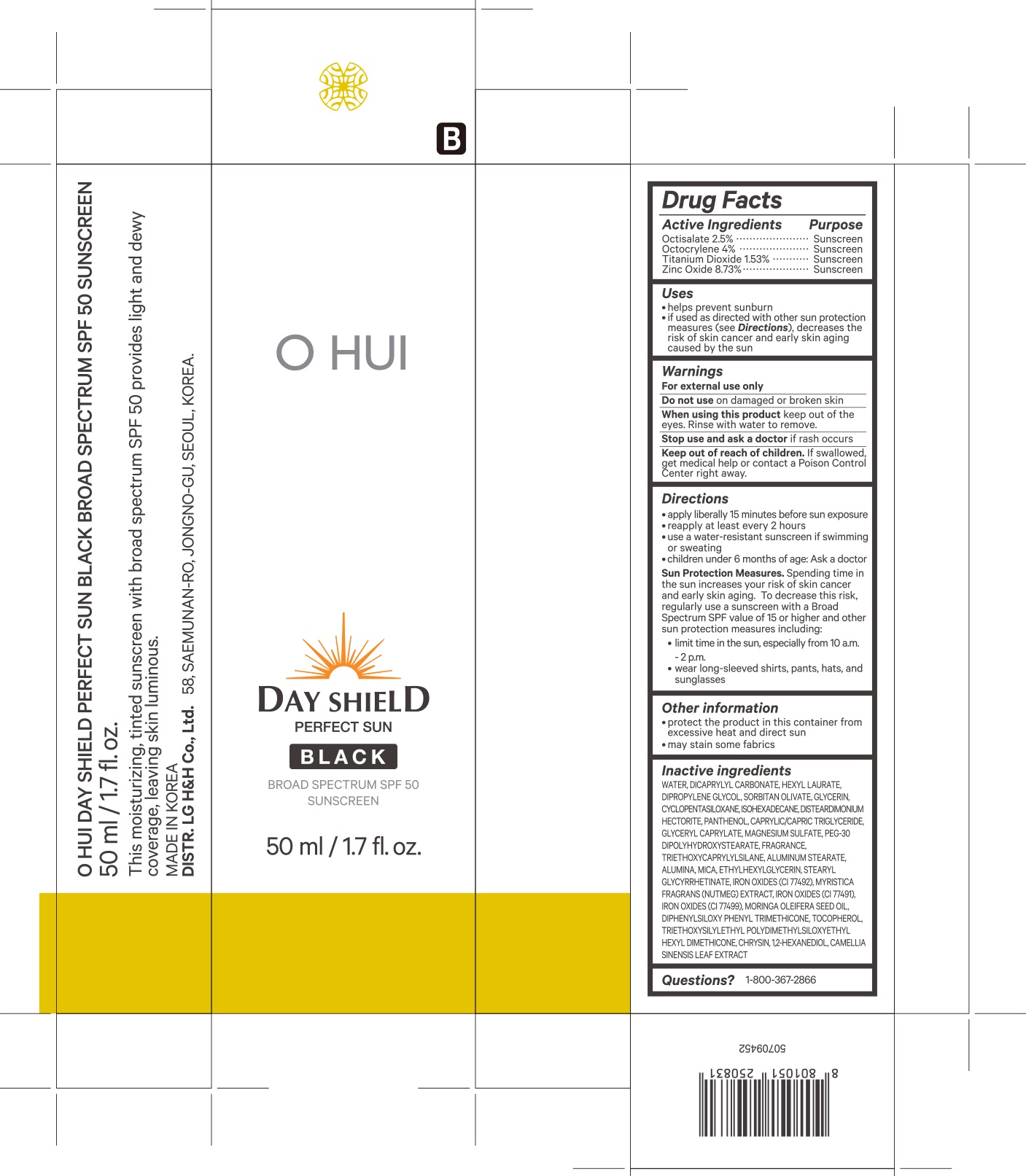 OHUI Day Shield Perfect Sun Black SPF50 50ml Box