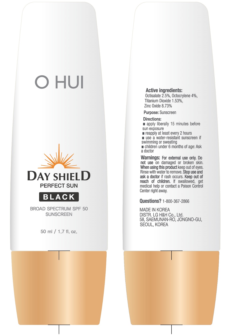 OHUI Day Shield Perfect Sun Black SPF50 50ml Tube